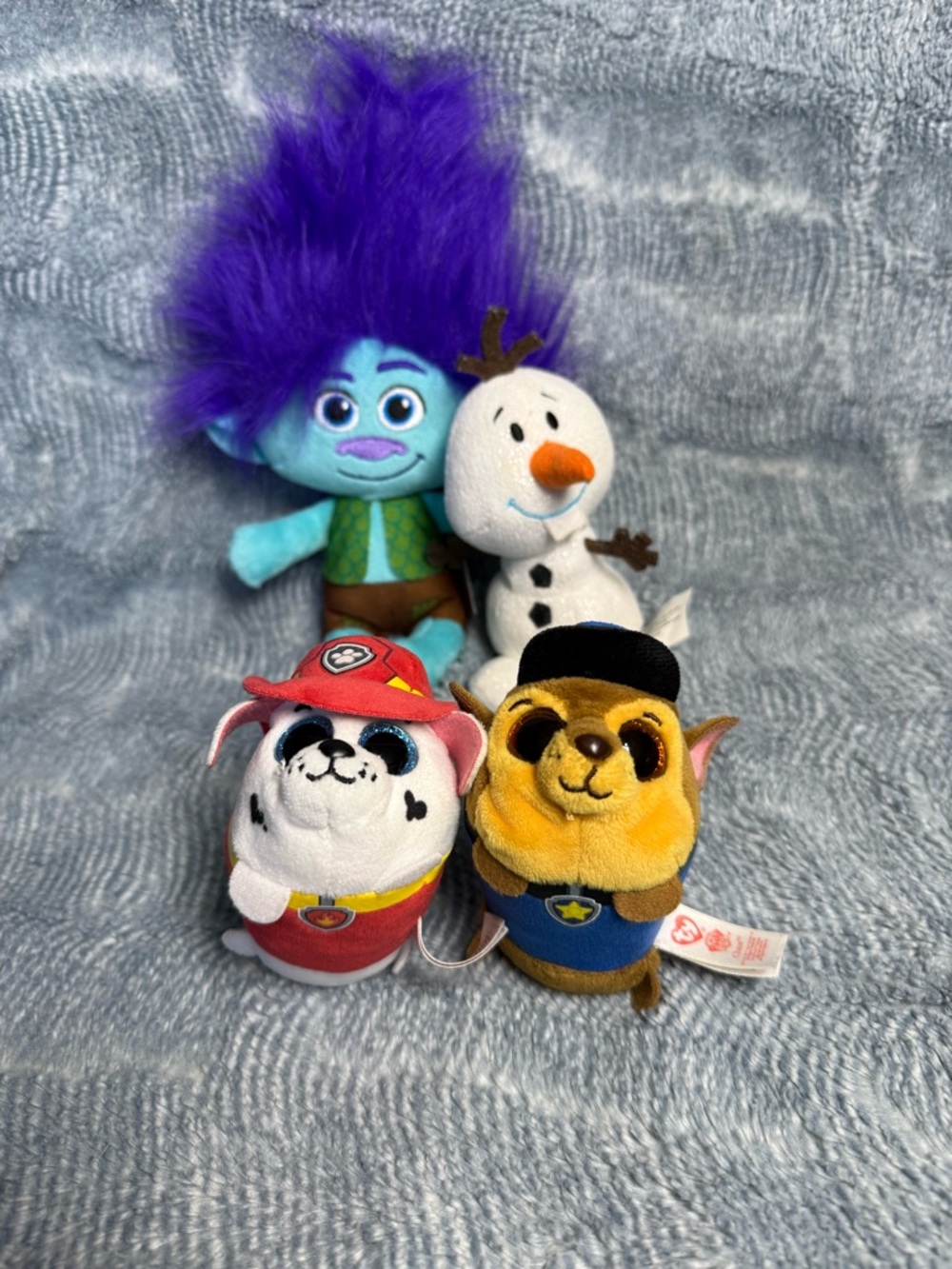 Mixed Character Plush Bundle - Troll, Olaf, PAW Patrol Micro Plush